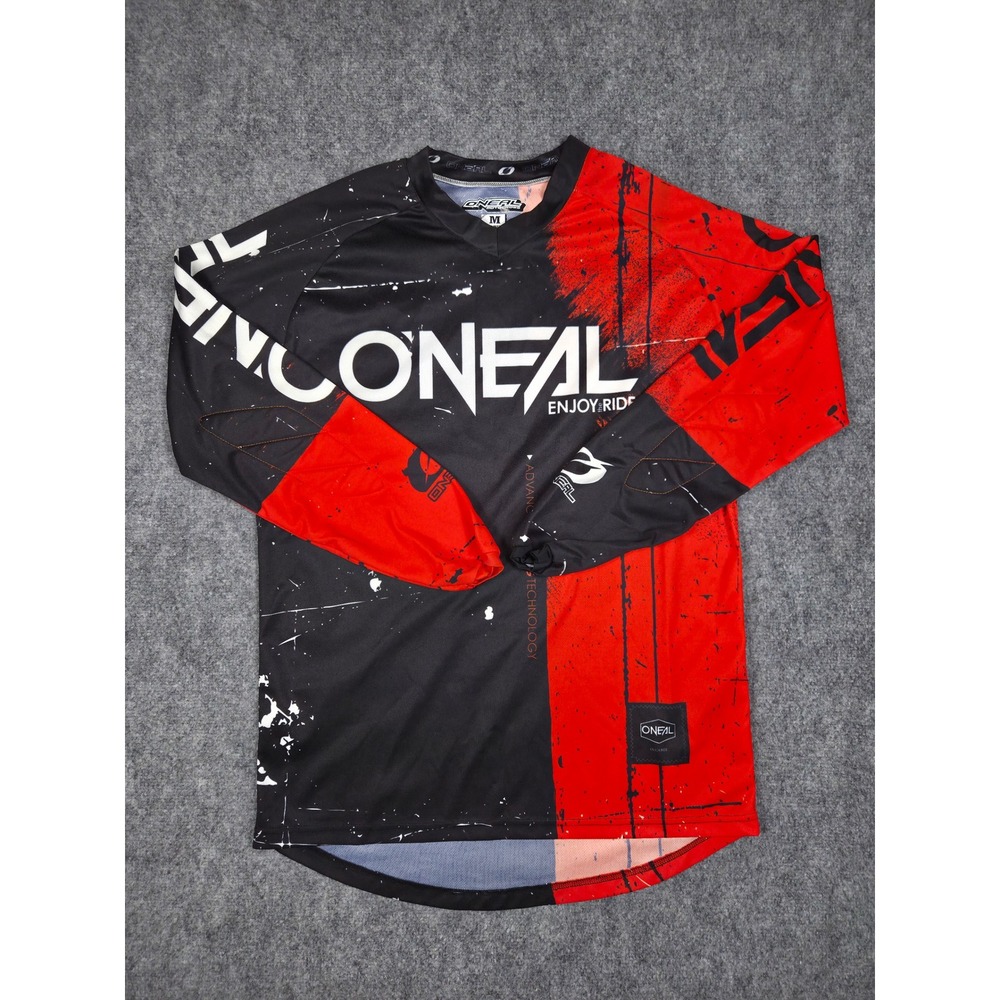 O'Neal Motocross Jersey Mens Medium Black Red Element Series Racing Long Sleeve